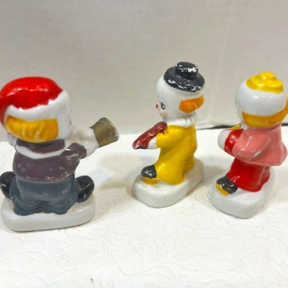 VTG 3 Piece Ceramic CLOWN BAND Figurines Violin Accordion Horn Musicians 3" - Picture 3 of 15
